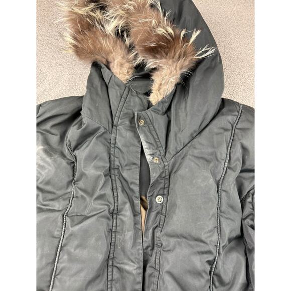 Post Card Women's Medium Black Hooded Fur Trim Puffer Coat - Picture 12 of 16